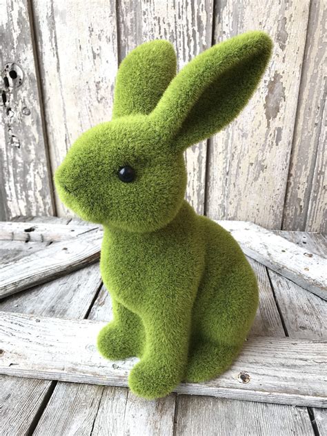 Large Flocked Green Easter Bunny Keleas Florals
