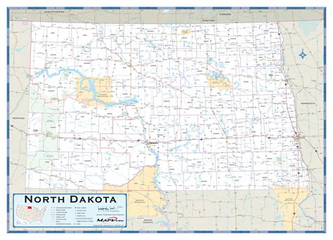 North Dakota County Highway Wall Map By Mapsales