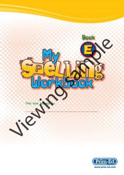 Pr 2284uk My Spelling Workbook Book E