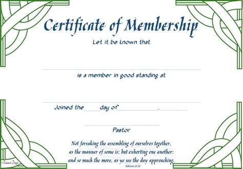 Church Membership Certificate Pdf Printable Etsy