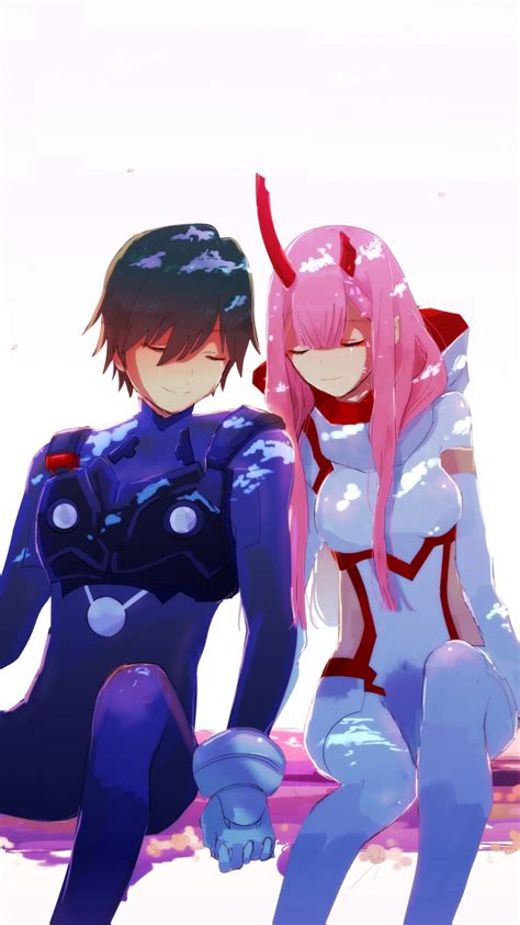 Download Wallpaper 750x1334 Hiro And Zero Two Couple Anime Iphone 7