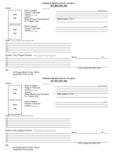 Formulir Isian Data Warga