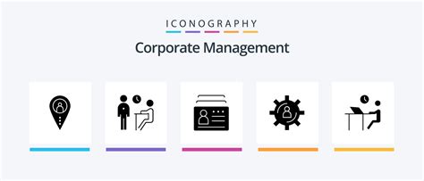 Corporate Management Glyph 5 Icon Pack Including Person Development People Identification