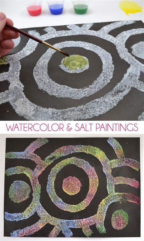 Watercolor And Salt Paintings Salt Painting Art For Kids Crafts