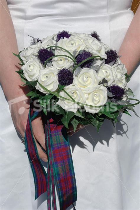 scottish bridal bouquet with roses thistles bridal bouquet scottish wedding irish wedding