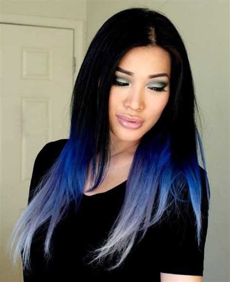 Bleaching wig from black to honey brown with blonde streaks. Top 25 Blue Hair Streaks Ideas for Girls - SheIdeas