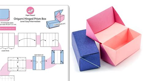 Origami Hinged Prism T Box Diagram Origami Box Easy Origami