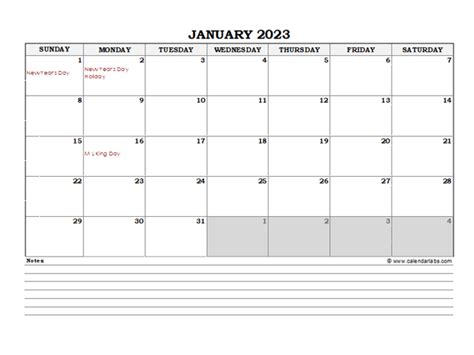 January 2023 Planner Excel Free Printable Templates
