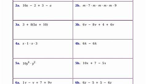 7th Grade Simplifying Algebraic Expressions Worksheets Pdf
