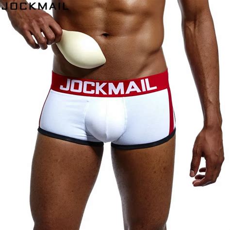 Jockmail Brand Mens Underwear Boxers Bulge Enhancing Push Up Cup Underwear Men Shorts Trunk
