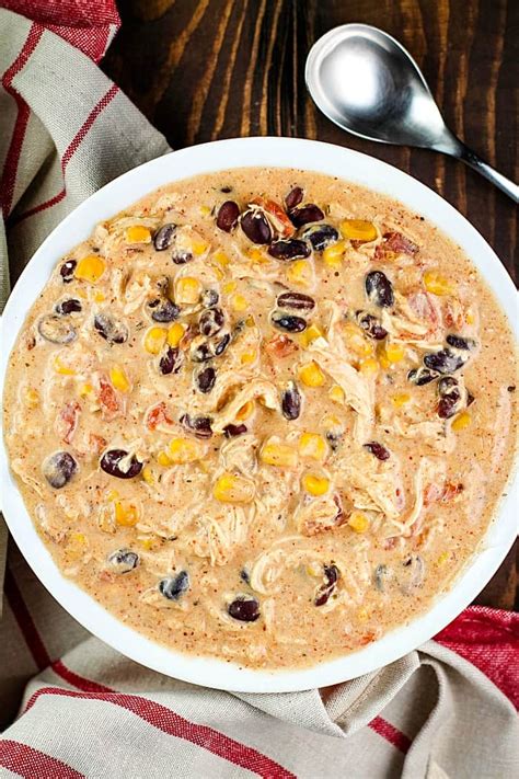 Literally just dump all of the ingredients into the crock pot. Easy Crock Pot Cream Cheese Chicken Chili - Yummy Healthy Easy