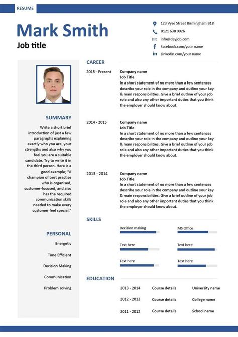 Get help with your cv. free downloadable cv template exles career advice how to ...
