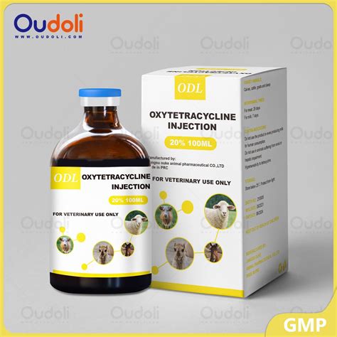 Veterinary Drugs Oxytetracycline 20 Injection 100ml For Animal Use Gmp