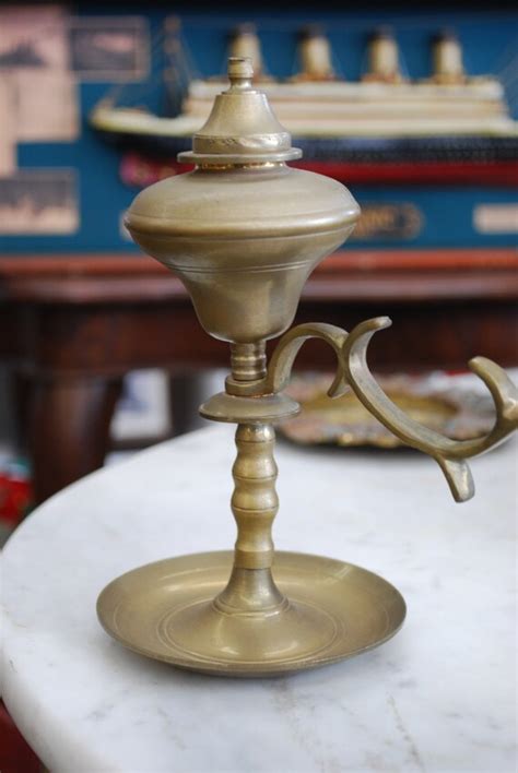 Vintage Brass Oil Lamp With Handle