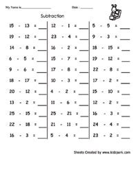 Subtraction Row Worksheet For LKG Kids,Printable and Downloadable