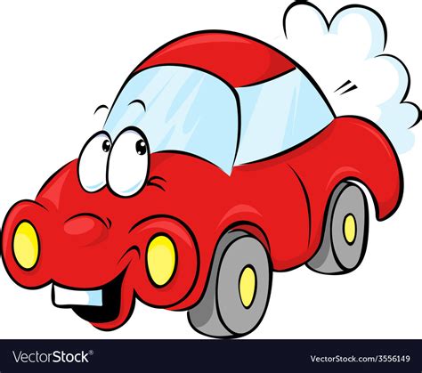Funny Red Car Cartoon Royalty Free Vector Image