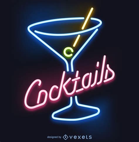Cocktails Neon Sign Vector Download