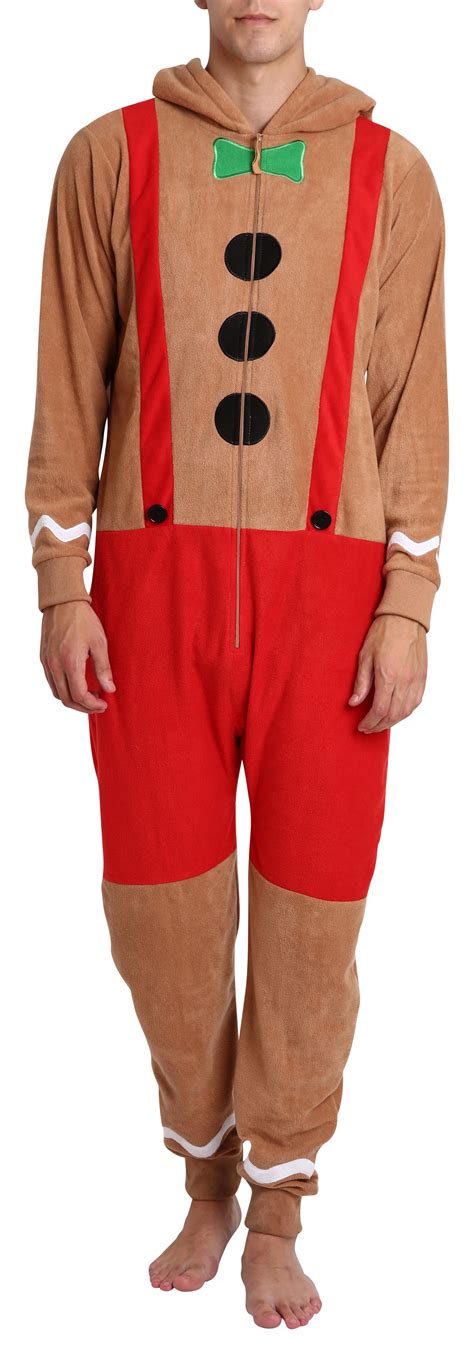 adult mens novelty halloween costume fleece pajama jammies onesie onsie gingerbread man l