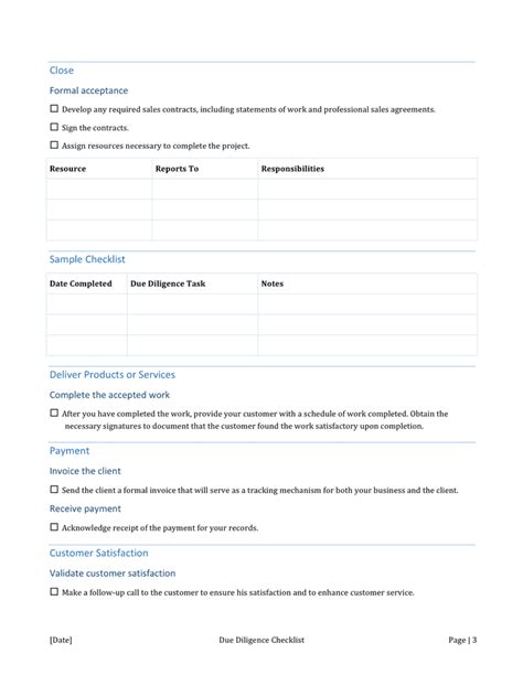 Due Diligence Checklist Template In Word And Pdf Formats Page 3 Of 4
