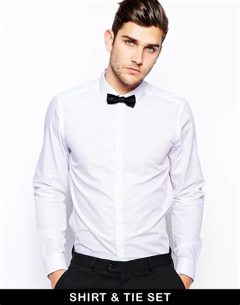 Lyst Asos Smart Shirt In Long Sleeve With Contrast Textured Collar