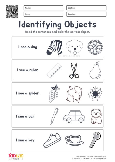 Identifying Objects And Coloring Worksheets For Kids Kidpid