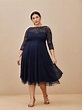 Special Occasion Navy Lace Midi Dress | Bridesmaid dresses plus size ...
