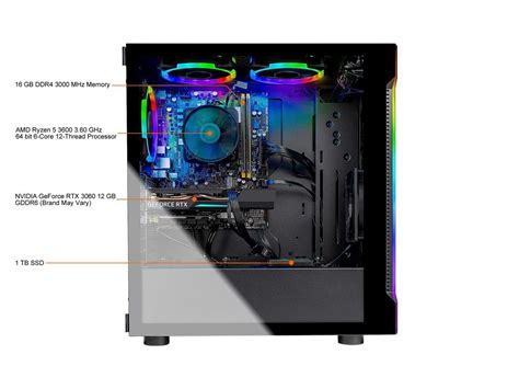 Skytech Shadow 30 Gaming Computer Pc Desktop Ryzen 5 3600 360 Ghz