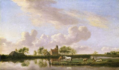 Panoramic River Landscape Painting Adriaen Van De Velde Oil Paintings