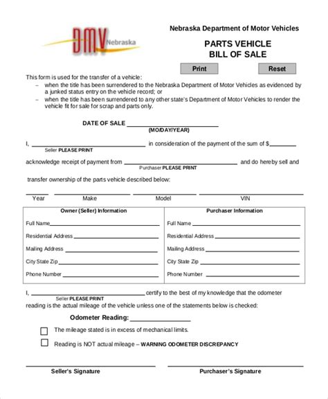 Free 7 Sample Bill Of Sale Forms For Vehicle In Pdf Ms Word