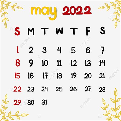 Calendar May 2022 With Gold Ornament Calendar Month May Png