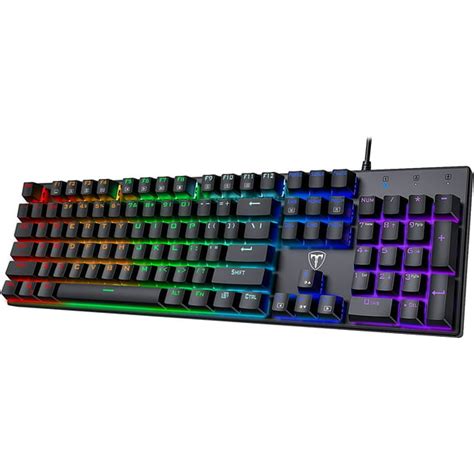 Pictek Mechanical Gaming Keyboard Full Size Rainbow Backlit Ultra Slim