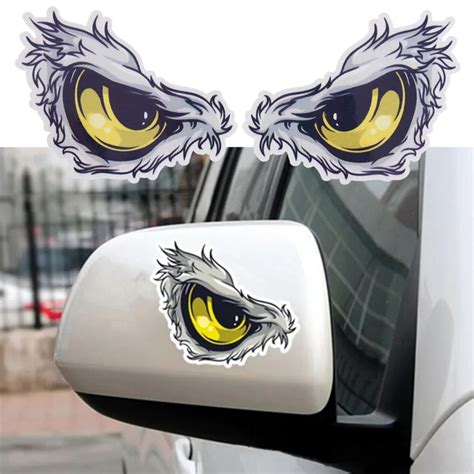 1 Pair Fashion 3d Eyes Car Mirror Stickers Truck Window Decal