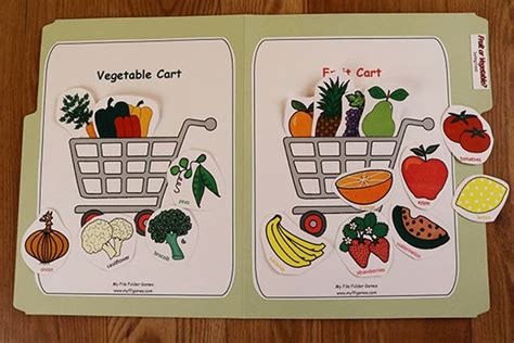 Fruit And Vegetable Sort Printable File Folder Game Preschool Kindergarten 1st Grade Homeschool