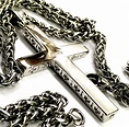 Solid Sterling Silver Cross S925 With Black Accent Stainless - Etsy ...