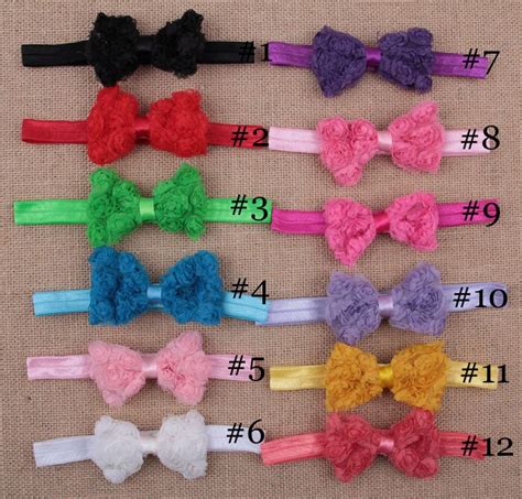 Top Selling Baby Girls Chiffon Rose Flowers Bows Hairbands Boutique