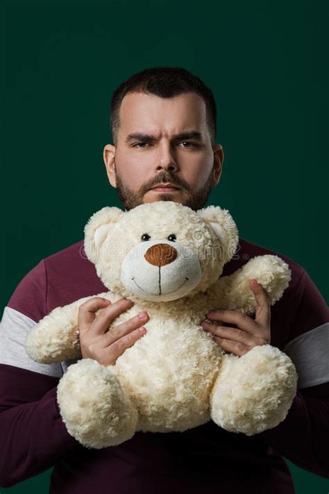 Man Holding Teddy Bear And Lantern Stock Photo Image Of Shopping