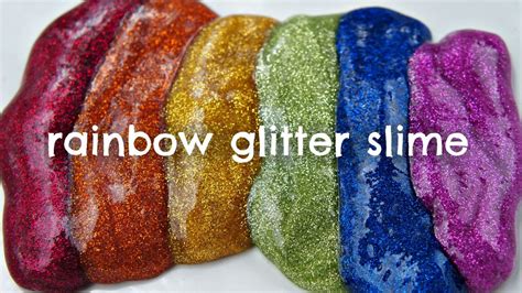 How To Make Rainbow Glitter Slime Youtube