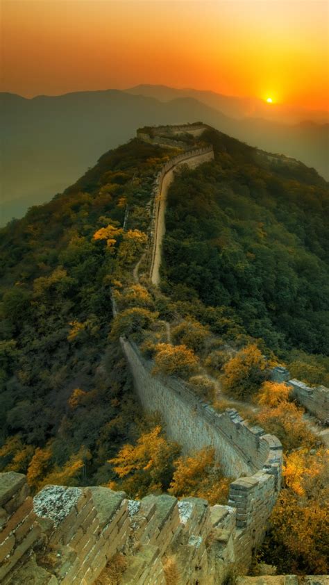 Wallpaper Great Wall Of China Travel Tourism Sunset
