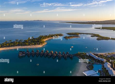 Aerial View Of Overwater Bungalows At Fiji Marriott Resort Momi Bay At