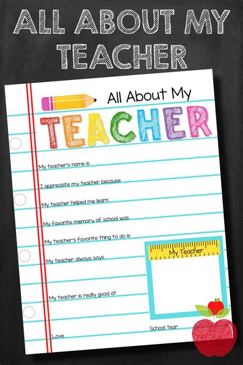 Teacher Appreciation Week Printable All About My Teacher Etsy