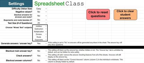 Here is our selection of 3rd grade math worksheets including worksheets on place value, 4 if you can't find what you are looking for, try searching the site using the google search box at the top of. Settings tab example for the Google spreadsheet math worksheets template | Spreadsheet Class