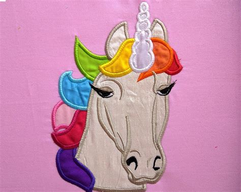 Unicorn Head Applique Machine Embroidery Designs Applique Rainbow