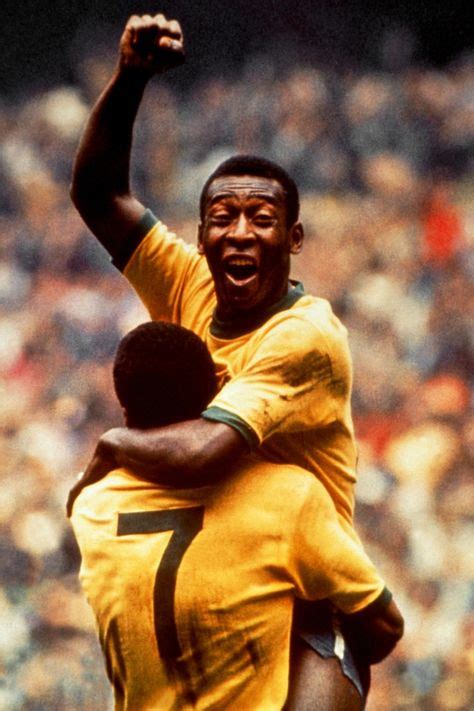 Pele Celebrates With Jairzinho After Scoring The First Goal Of The 1970