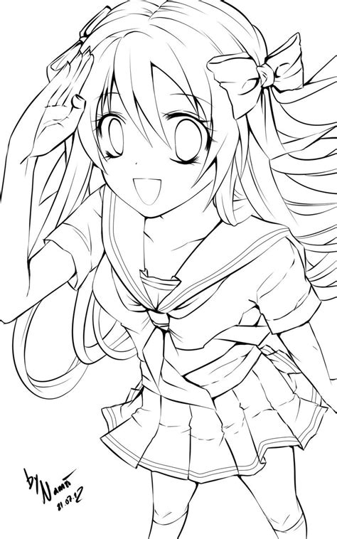 Schoolgirl Anime Colouring Pages Cartoon Coloring Pages Manga