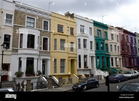 London Uk Colorful Townhouses In The District Of North Kensington