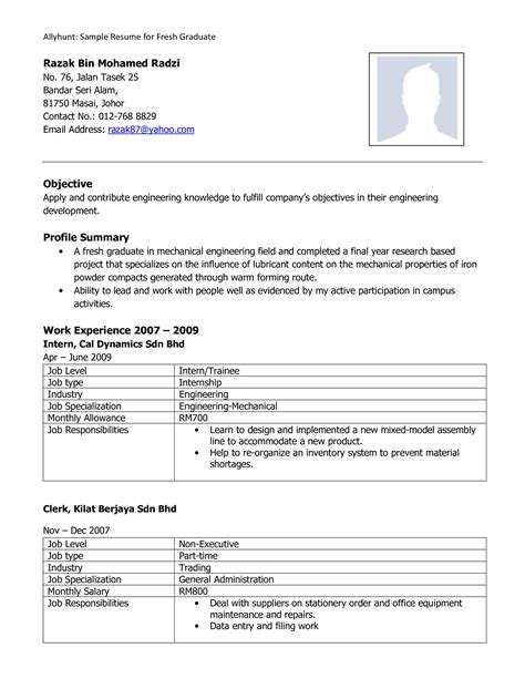 Sample resume for mechanical engineer fresh graduate downloadable for your convenience, we've put together a mock resume to give you an idea of how a resume in this field should look. Mechanical Engineering Resume Summary | Templates at ...