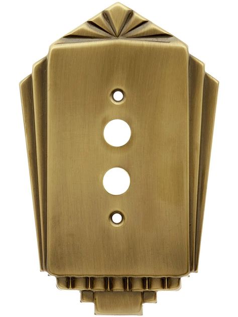 Stamped Brass Deco Style Single Gang Push Button Switch Plate In