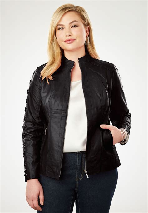 Lace Up Leather Jacket Black Plus Size Leather Jacket Black Leather