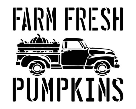 Farm Fresh Pumpkins In Truck Stencil By Studior12 Wood Signs Word