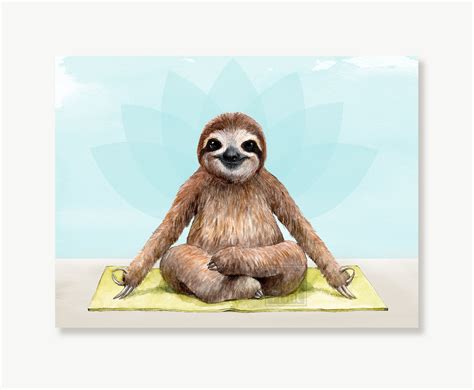 Sloth Yoga Art Print Funny Animal Poster Sloth In Yoga Pose Etsy Uk